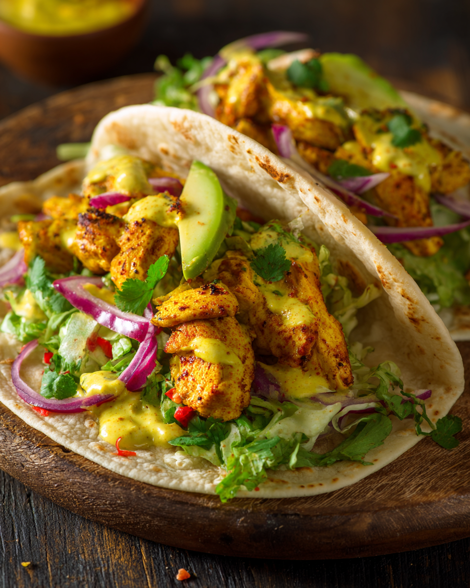Tacos au poulet et sauce curry artisanale